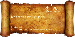 Krisztics Vince névjegykártya