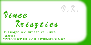 vince krisztics business card